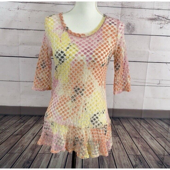 John Paul Richard Top Blouse Womens Large Multicolor Mesh Knit Costal Breathable - Picture 8 of 12